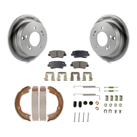 Rear Disc Coated Rotors Semi-Metallic Pads Parking Shoes Hardware Kit For Hyundai Sonata KGF-103915