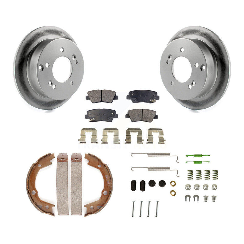 Rear Disc Coated Rotors Semi-Metallic Pads Parking Shoes Hardware Kit For Hyundai Sonata KGF-103915