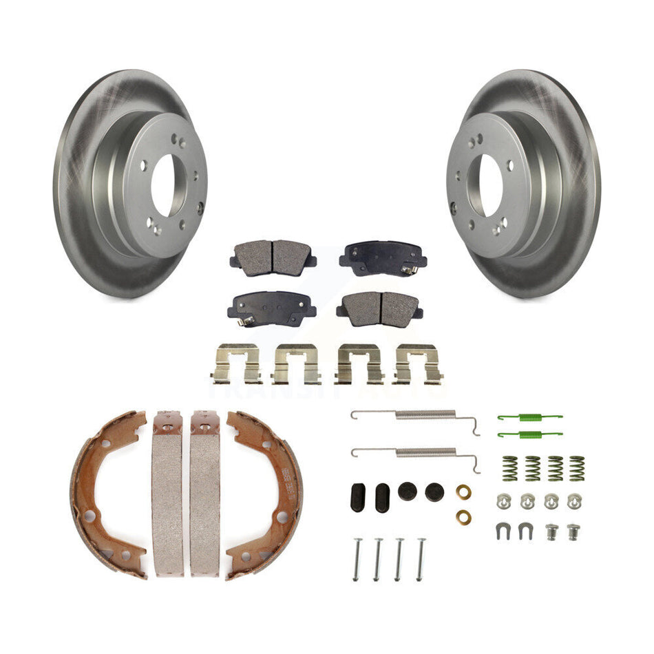 Rear Disc Coated Rotors Semi-Metallic Pads Parking Shoes Hardware Kit For Hyundai Sonata KGF-103916