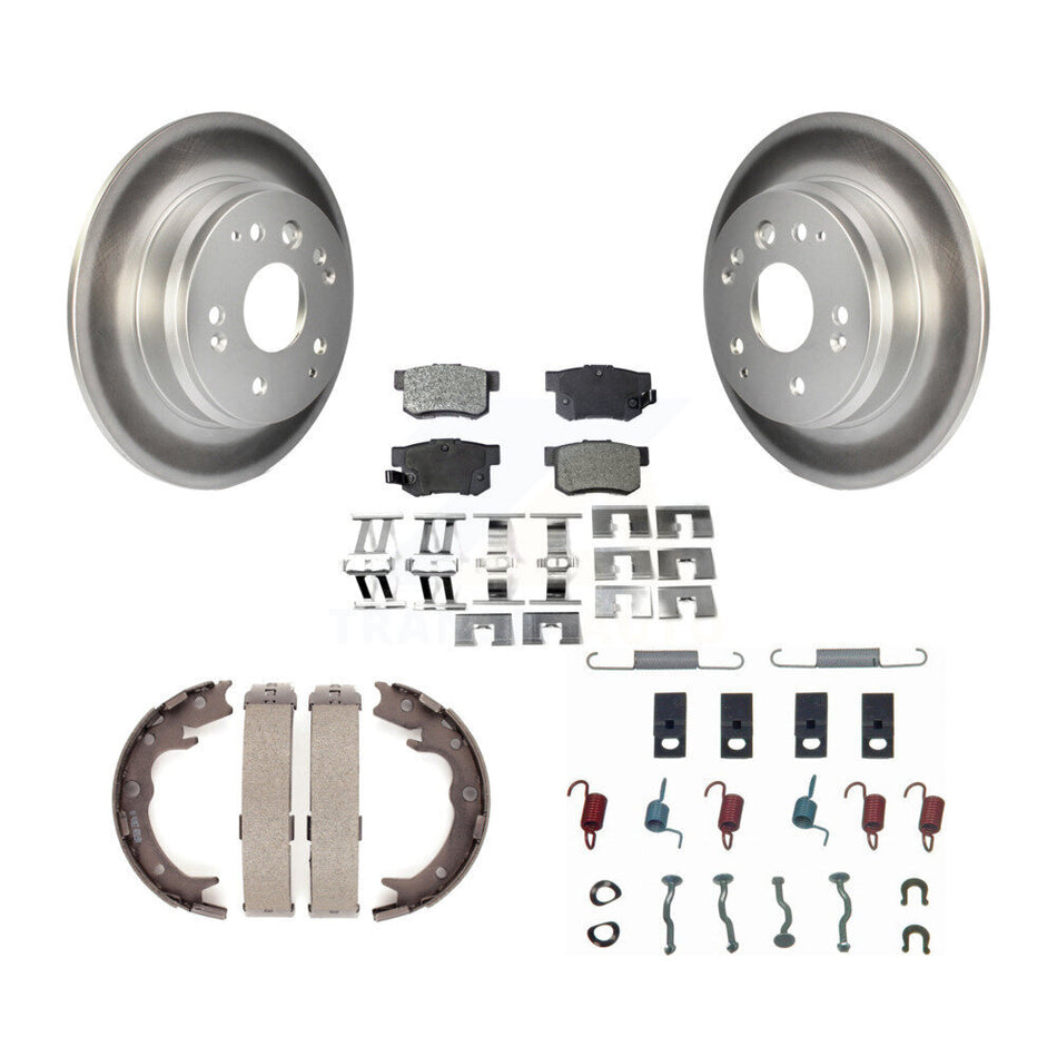 Rear Disc Coated Rotors Semi-Metallic Pads Parking Shoes Hardware Kit For Acura TL Honda KGF-103919