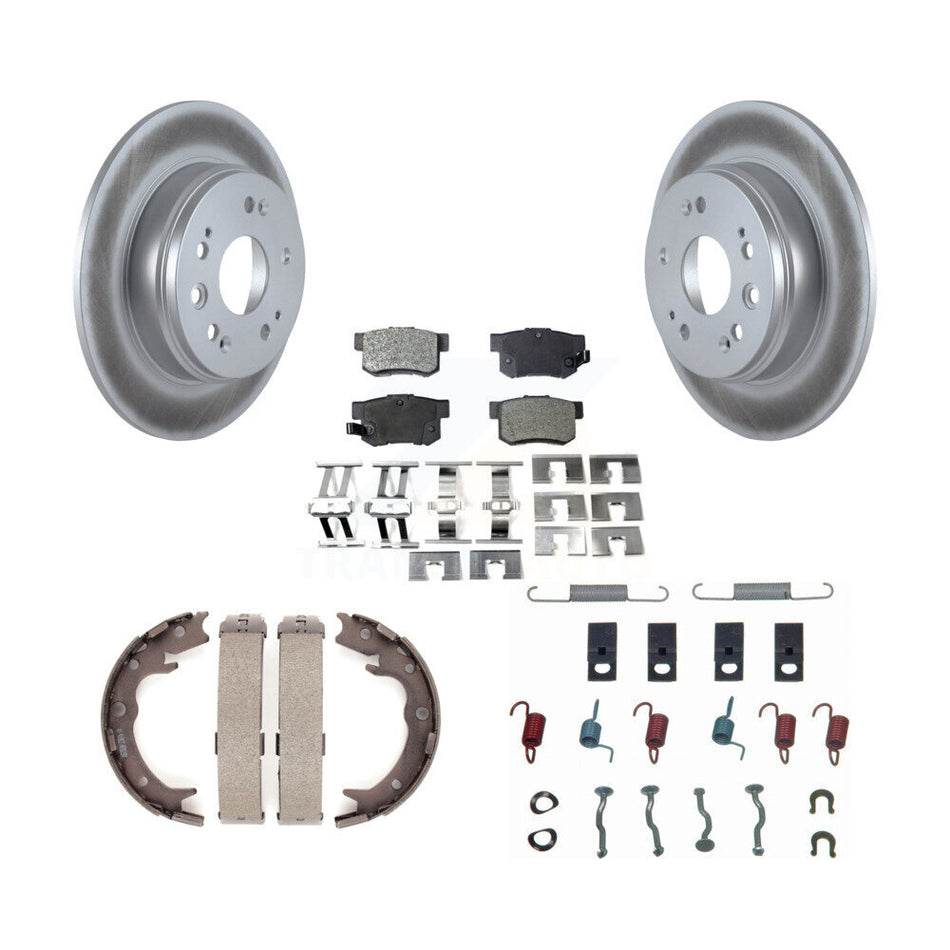 Rear Disc Coated Rotors Semi-Metallic Pads Parking Shoes And Hardware Kit For Honda CR-V KGF-103920