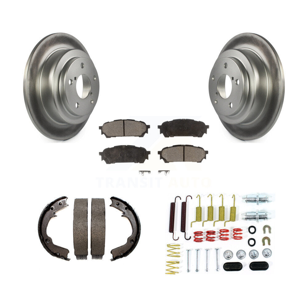 Rear Disc Coated Rotors Semi-Metallic Pads Parking Shoes Hardware Kit For Subaru Impreza KGF-103927