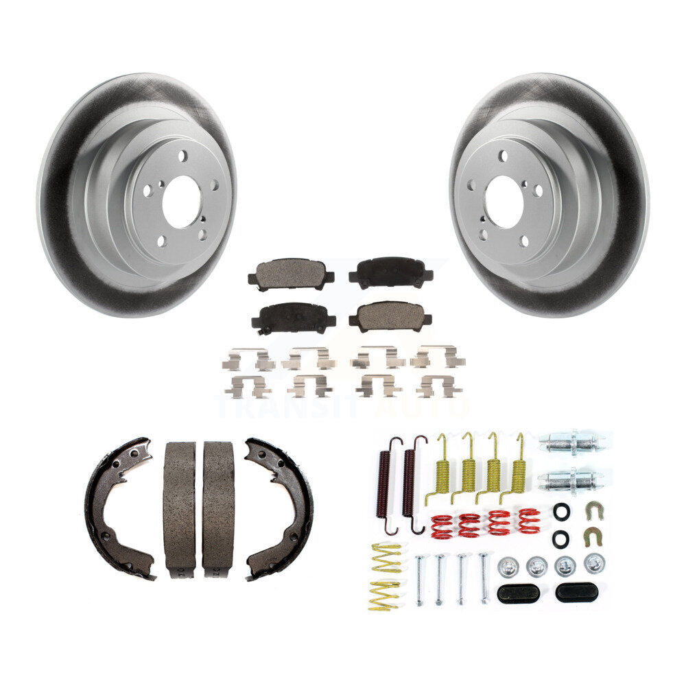 Rear Disc Coated Rotors Semi-Metallic Pads Parking Shoes & Hardware Kit For Subaru Legacy KGF-103929