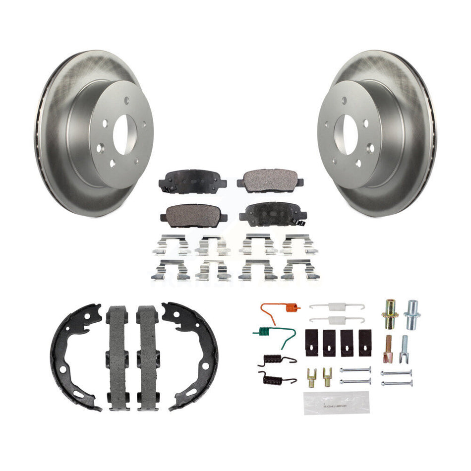 Rear Disc Coated Rotors Semi-Metallic Pads Parking Shoes & Hardware Kit For Nissan Rogue KGF-103931