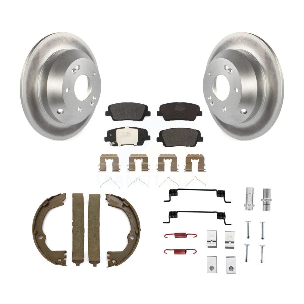 Rear Disc Coated Rotors Semi-Metallic Pads Parking Shoes And Hardware Kit For Kia Sorento KGF-103934