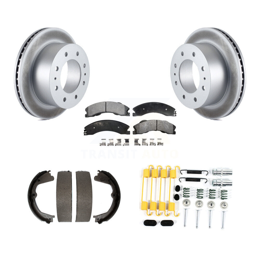 Rear Disc Coated Rotors Semi-Metallic Pads Parking Shoes Hardware Kit For Chevrolet 2500 KGF-103940