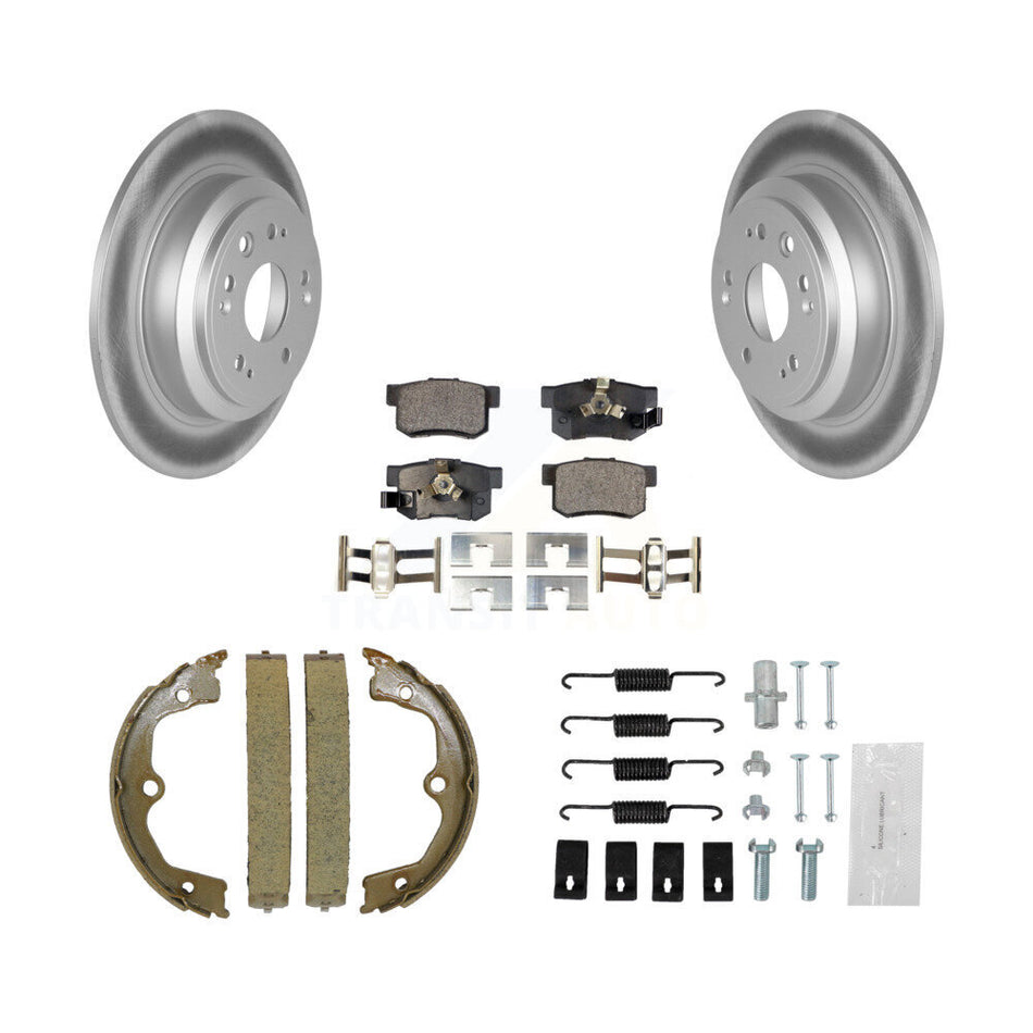 Rear Disc Coated Rotors Semi-Metallic Pads Parking Shoes & Hardware Kit For Honda Accord KGF-103945