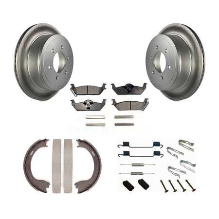 Rear Disc Coated Rotors Semi-Metallic Pads Parking Shoes And Hardware Kit For Ford F-150 KGF-103947