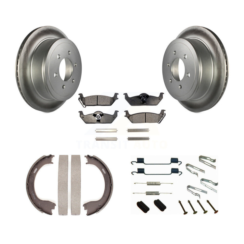 Rear Disc Coated Rotors Semi-Metallic Pads Parking Shoes And Hardware Kit For Ford F-150 KGF-103947