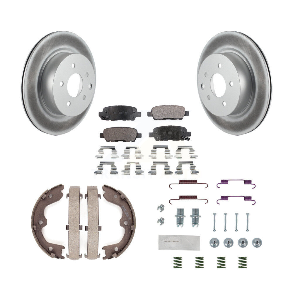 Rear Disc Coated Rotors Semi-Metallic Pads Parking Shoes Hardware Kit For INFINITI Nissan KGF-103949