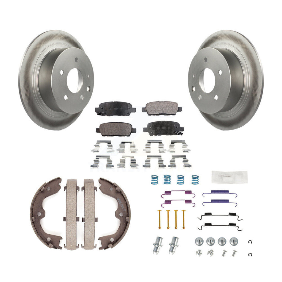 Rear Disc Coated Rotors Semi-Metallic Pads Parking Shoes & Hardware Kit For Nissan Altima KGF-103951