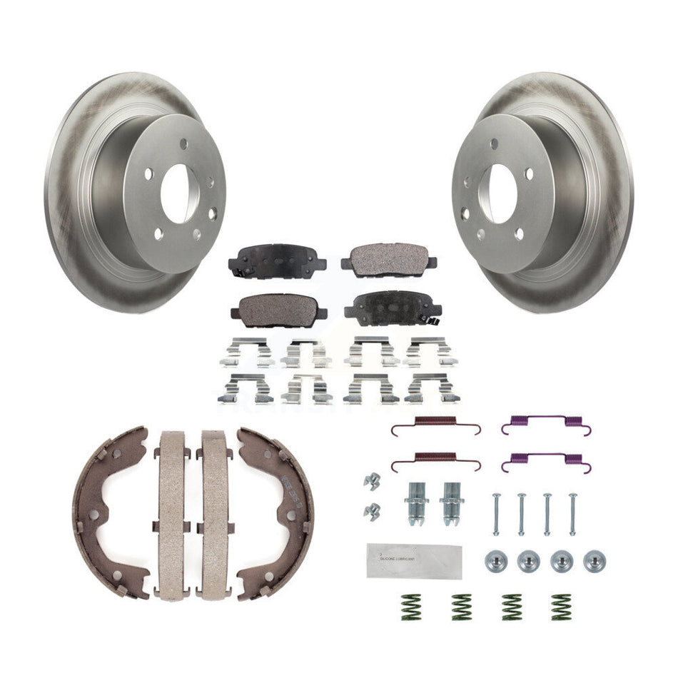 Rear Disc Coated Rotors Semi-Metallic Pads Parking Shoes & Hardware Kit For Nissan Altima KGF-103953