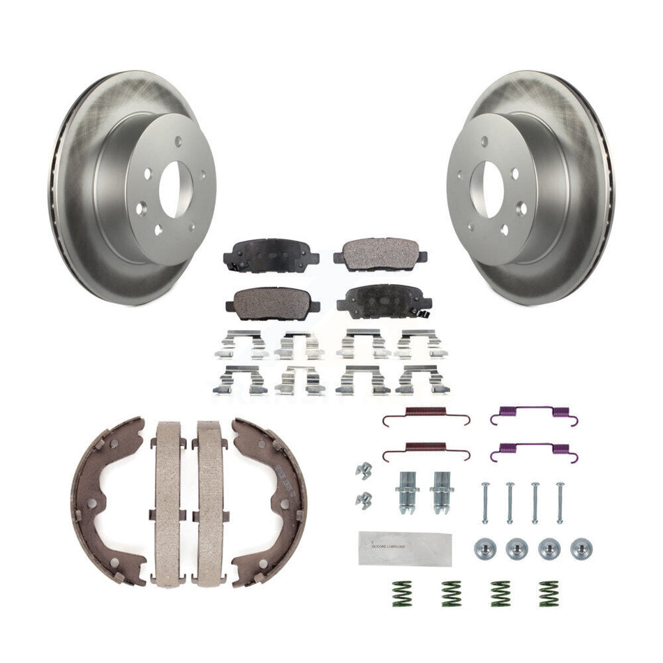 Rear Disc Coated Rotors Semi-Metallic Pads Parking Shoes & Hardware Kit For INFINITI G35 KGF-103957