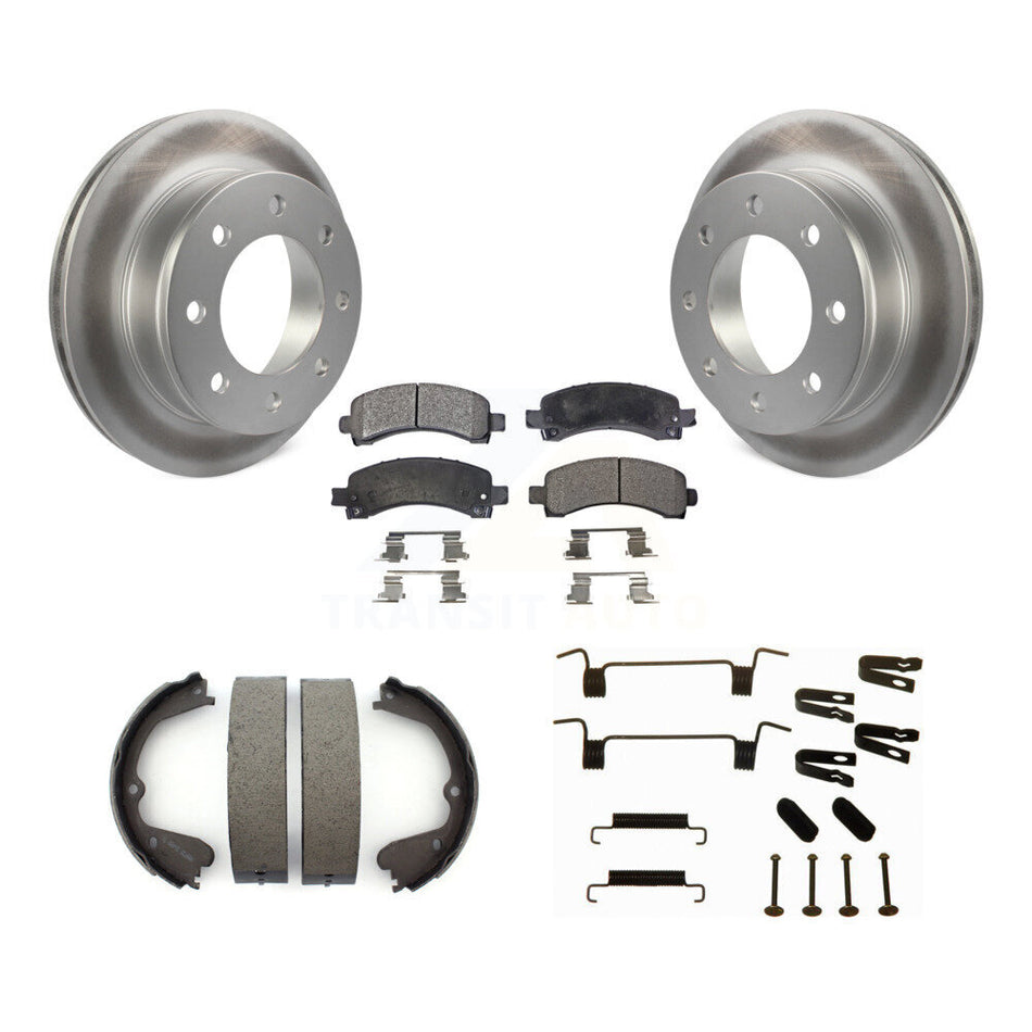 Rear Disc Coated Rotors Semi-Metallic Pads Parking Shoes Hardware Kit For GMC Savana 3500 KGF-103962