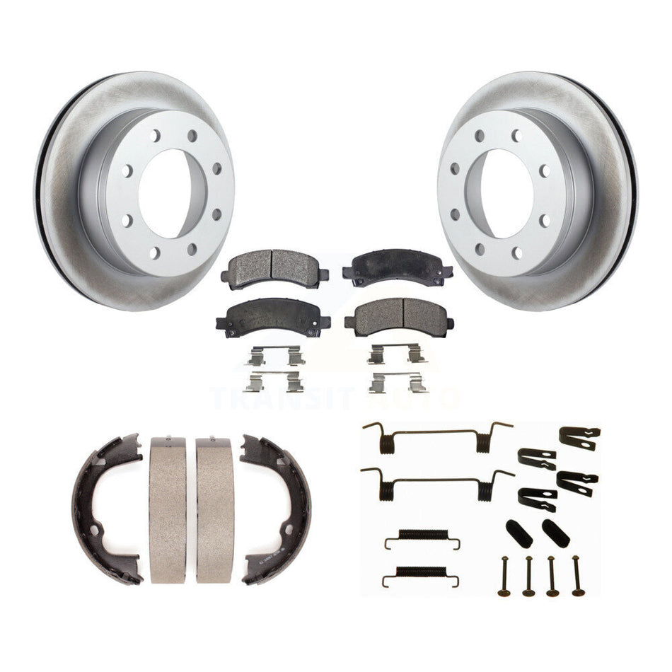 Rear Disc Coated Rotors Semi-Metallic Pads Parking Shoes Hardware Kit For Chevrolet 2500 KGF-103966