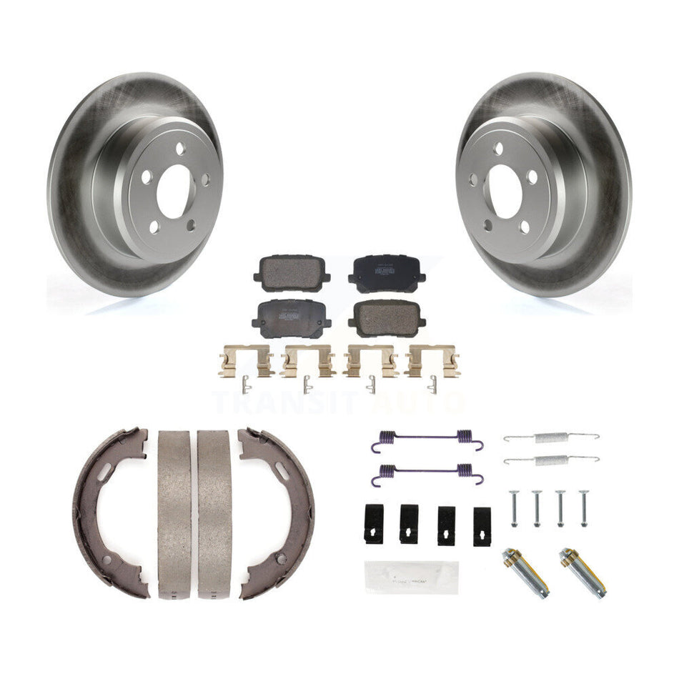 Rear Disc Coated Rotors Semi-Metallic Pads Parking Shoes & Hardware Kit For Dodge Charger KGF-103989