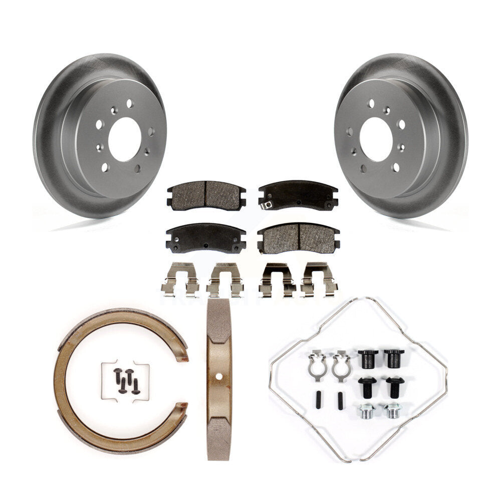 Rear Disc Coated Rotors Semi-Metallic Pads Parking Shoes Hardware Kit For Chevrolet Grand KGF-103995