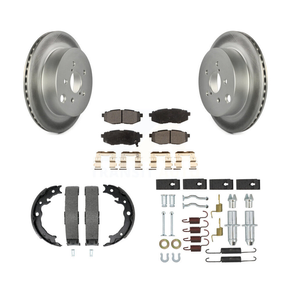 Rear Disc Coated Rotors Semi-Metallic Pads Parking Shoes Hardware Kit For Subaru Forester KGF-103997