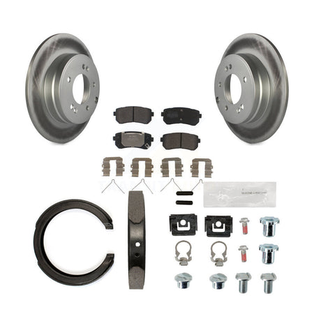 Rear Disc Coated Rotors Semi-Metallic Pads Parking Shoes And Hardware Kit For Kia Optima KGF-104007