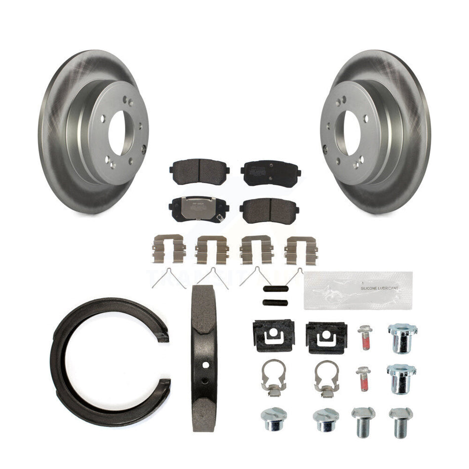 Rear Disc Coated Rotors Semi-Metallic Pads Parking Shoes And Hardware Kit For Kia Optima KGF-104007