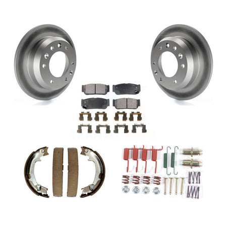 Rear Disc Coated Rotors Semi-Metallic Pads Parking Shoes And Hardware Kit For Hyundai Kia KGF-104010