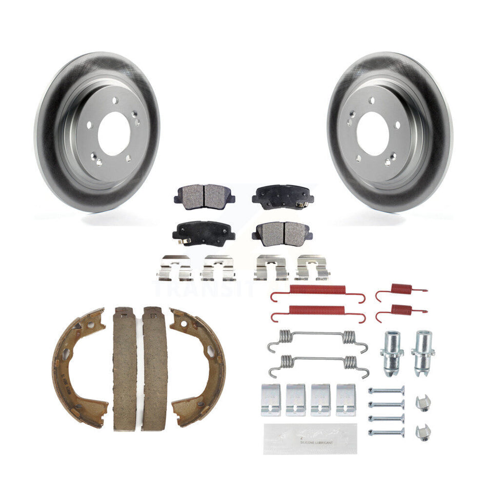 Rear Disc Coated Rotors Semi-Metallic Pads Parking Shoes And Hardware Kit For Kia Optima KGF-104013