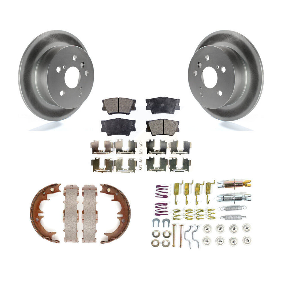 Rear Disc Coated Rotors Semi-Metallic Pads Parking Shoes & Hardware Kit For Toyota Camry KGF-104015