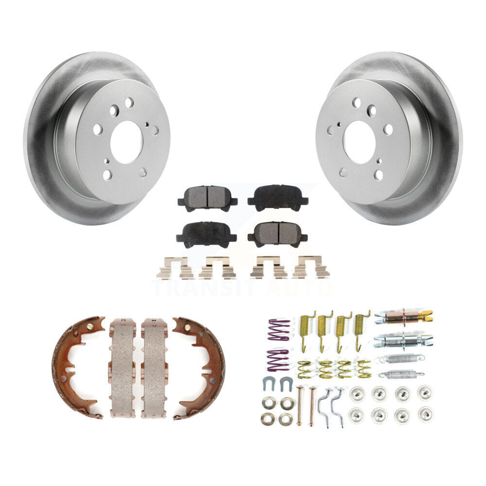 Rear Disc Coated Rotors Semi-Metallic Pads Parking Shoes & Hardware Kit For Toyota Camry KGF-104017