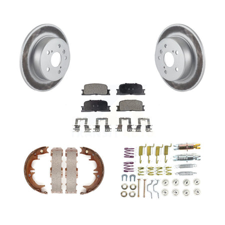 Rear Disc Coated Rotors Semi-Metallic Pads Parking Brake Shoes And Hardware Kit For KGF-104018