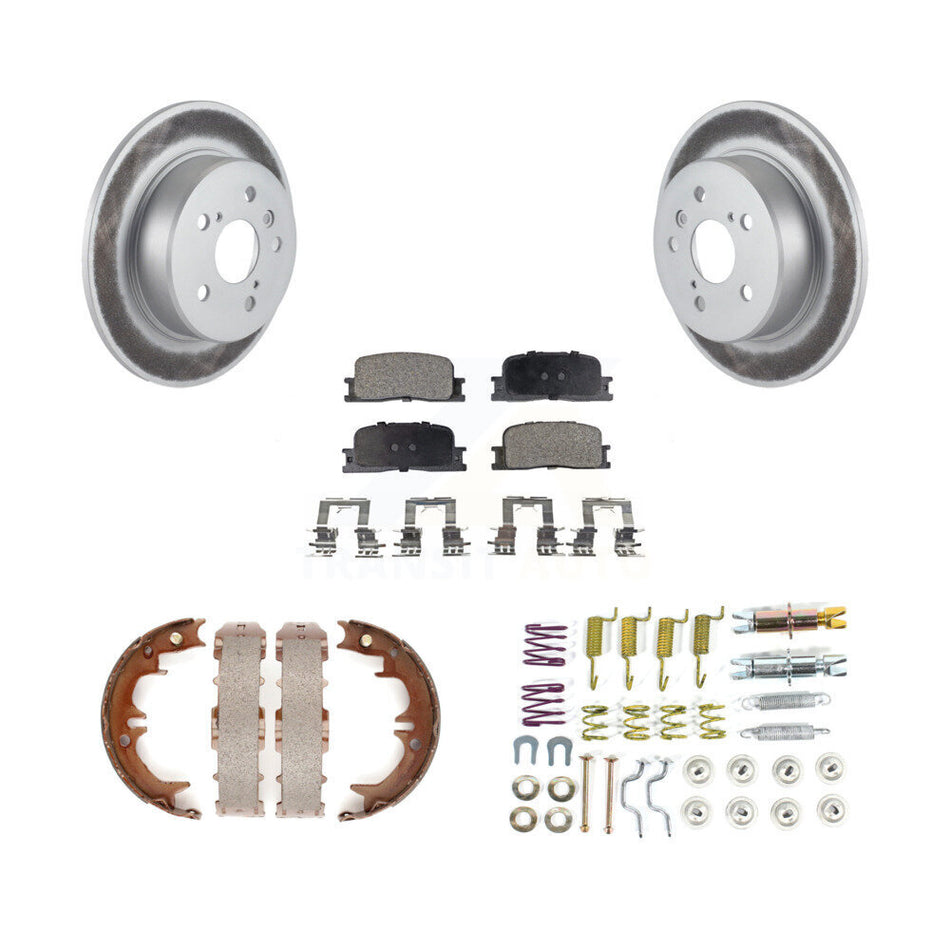 Rear Disc Coated Rotors Semi-Metallic Pads Parking Brake Shoes And Hardware Kit For KGF-104018