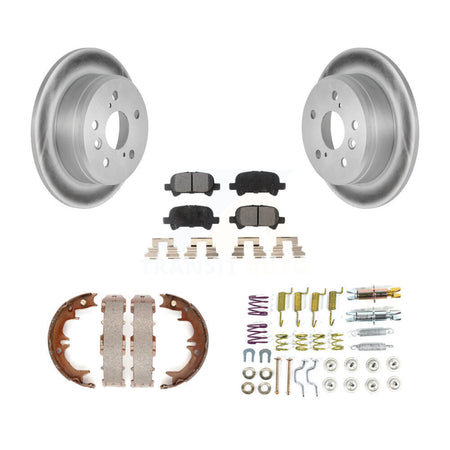 Rear Disc Coated Rotors Semi-Metallic Pads Parking Shoes & Hardware Kit For Toyota Camry KGF-104019