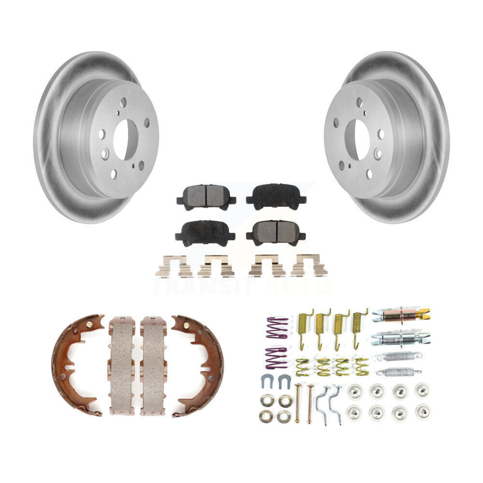 Rear Disc Coated Rotors Semi-Metallic Pads Parking Shoes & Hardware Kit For Toyota Camry KGF-104019