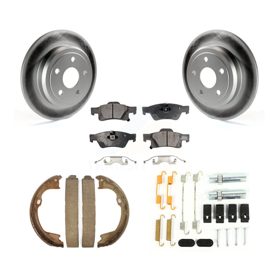 Rear Disc Coated Rotors Semi-Metallic Pads Parking Shoes & Hardware Kit For Dodge Durango KGF-104020