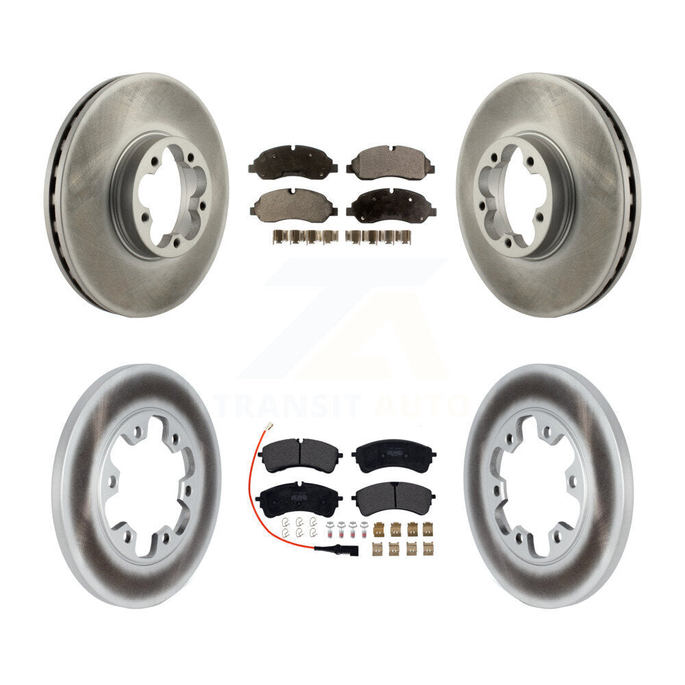 Front Rear Coated Disc Brake Rotor Semi-Metallic Pad Kit For 2023 Ford Transit-350 HD RWD KGF-104034