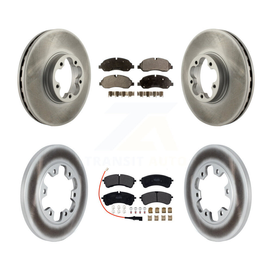 Front Rear Coated Disc Brake Rotor Semi-Metallic Pad Kit For 2023 Ford Transit-350 HD RWD KGF-104034