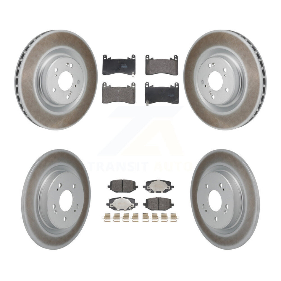 Front Rear Coated Disc Brake Rotor And Semi-Metallic Pad Kit For 2022-2023 Acura MDX 3.0L KGF-104035