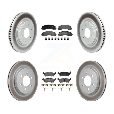 Front Rear Coated Disc Brake Rotors And Semi-Metallic Pads Kit For Ford F-150 Lightning KGF-104037
