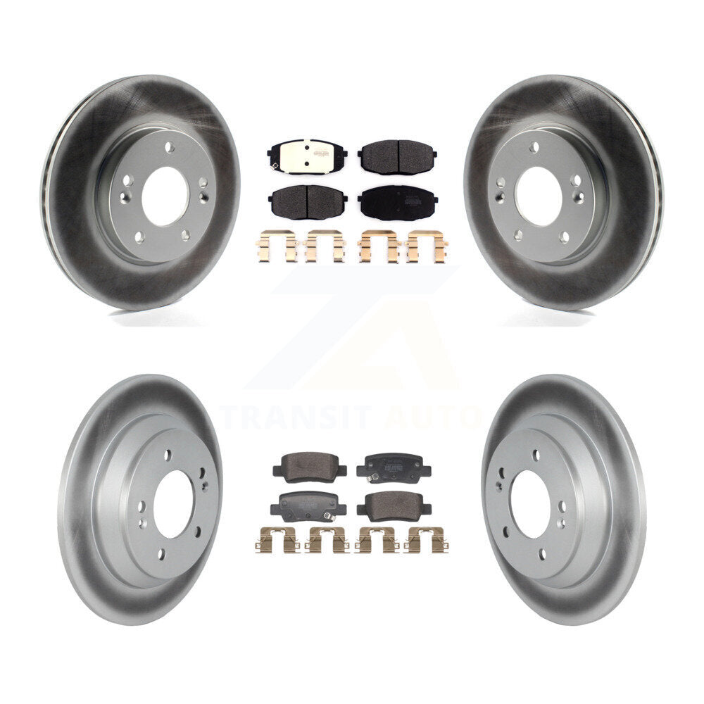Front Rear Coated Disc Brake Rotors And Semi-Metallic Pads Kit For Kia Seltos KGF-104042