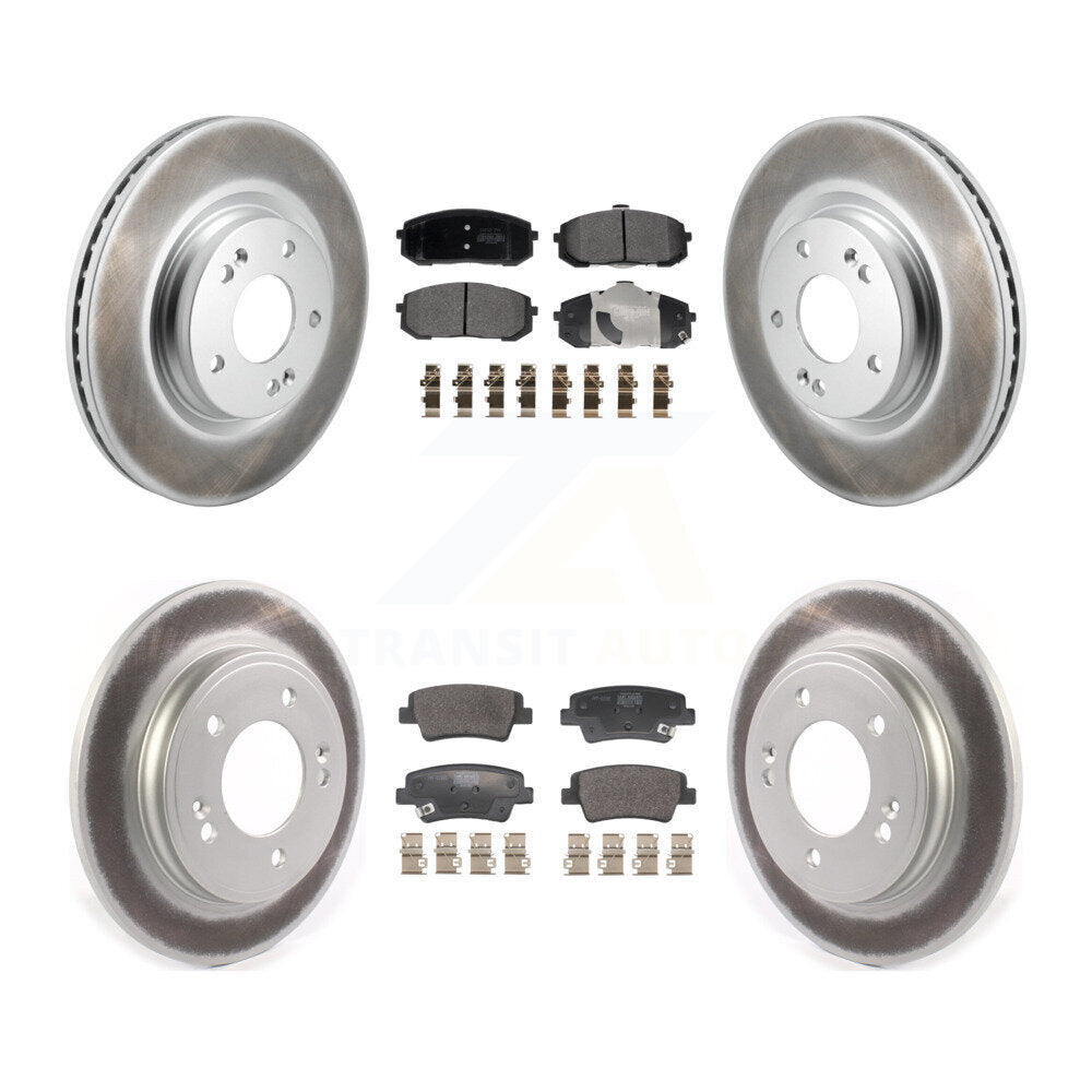 Front Rear Coated Disc Brake Rotors And Semi-Metallic Pads Kit For Hyundai Elantra KGF-104053