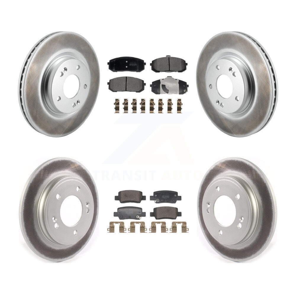 Front Rear Coated Disc Brake Rotors And Semi-Metallic Pads Kit For Hyundai Elantra KGF-104054