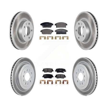 Front Rear Coated Disc Brake Rotors And Semi-Metallic Pads Kit For 2018 Cadillac ATS Base KGF-104056