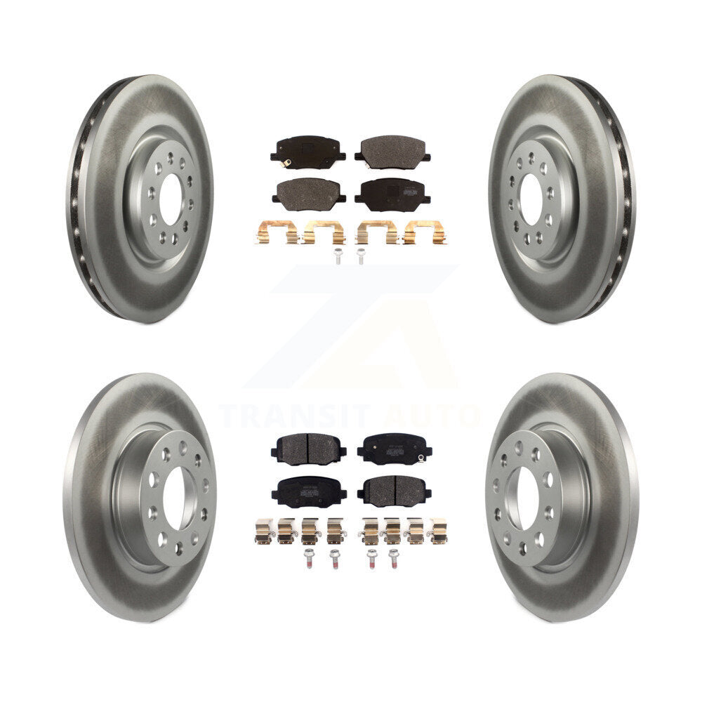 Front Rear Coated Disc Brake Rotors And Semi-Metallic Pads Kit For Dodge Hornet KGF-104058