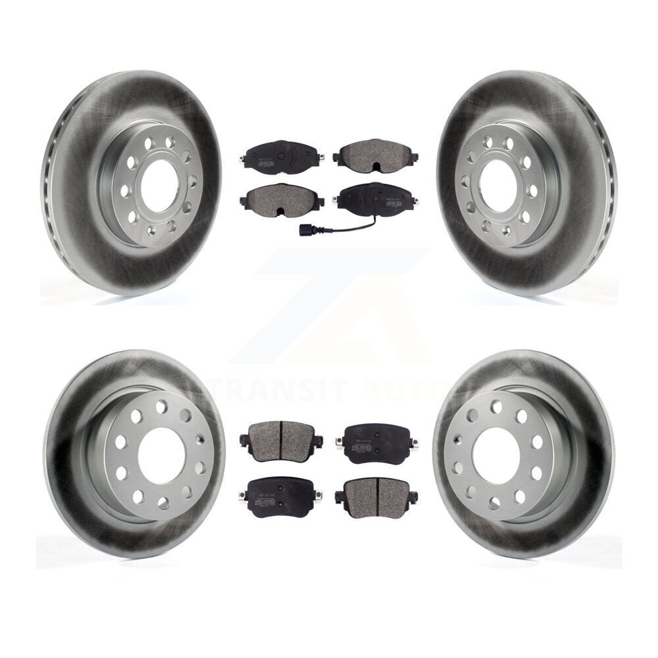 Front Rear Coated Disc Brake Rotor & Semi-Metallic Pad Kit For Volkswagen Golf SportWagen KGF-104060