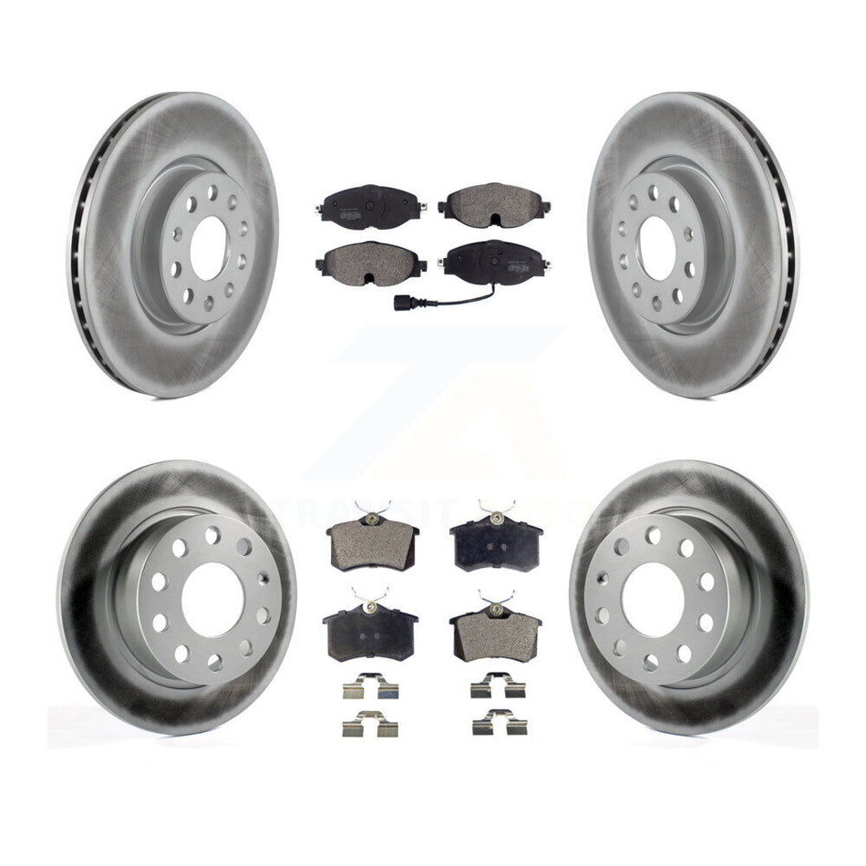 Front Rear Coated Disc Brake Rotor And Semi-Metallic Pad Kit For Volkswagen Golf Alltrack KGF-104061