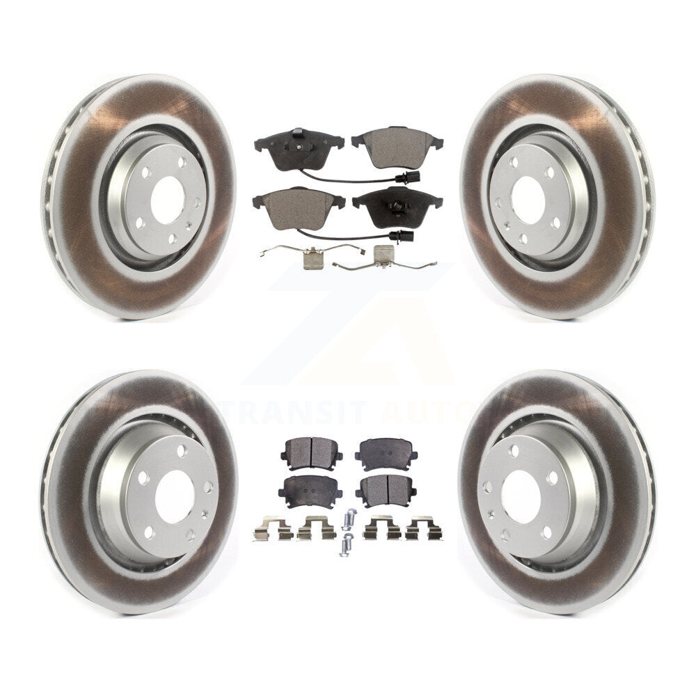 Front Rear Coated Disc Brake Rotor & Semi-Metallic Pad Kit For 2010-2015 Audi TTS Quattro KGF-104065