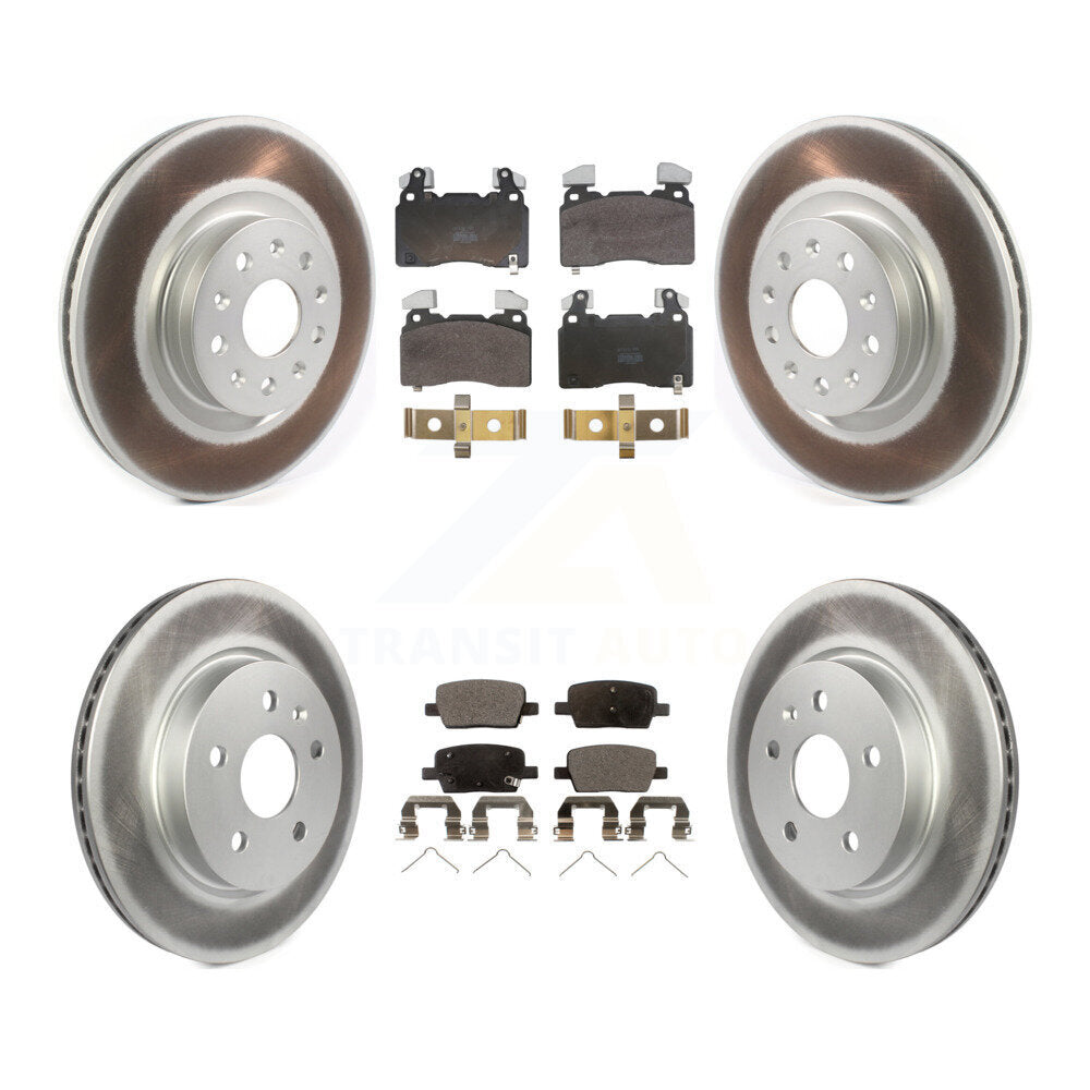 Front Rear Coated Disc Brake Rotors And Semi-Metallic Pads Kit For Cadillac CT6 KGF-104071