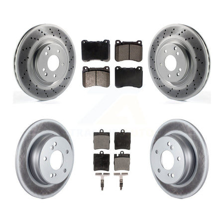 Front Rear Coated Disc Brake Rotors And Semi-Metallic Pads Kit For Mercedes-Benz SLK300 KGF-104080