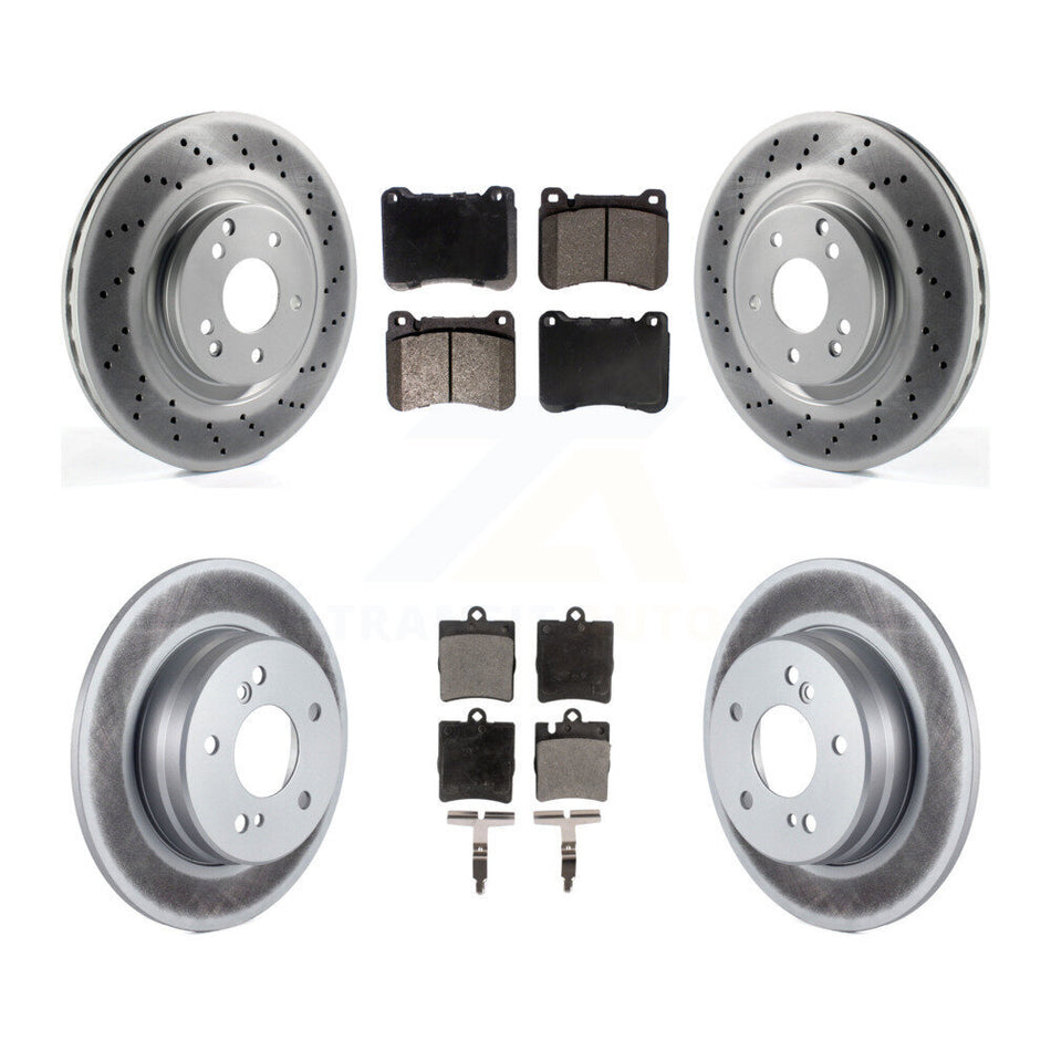 Front Rear Coated Disc Brake Rotors And Semi-Metallic Pads Kit For Mercedes-Benz SLK300 KGF-104080
