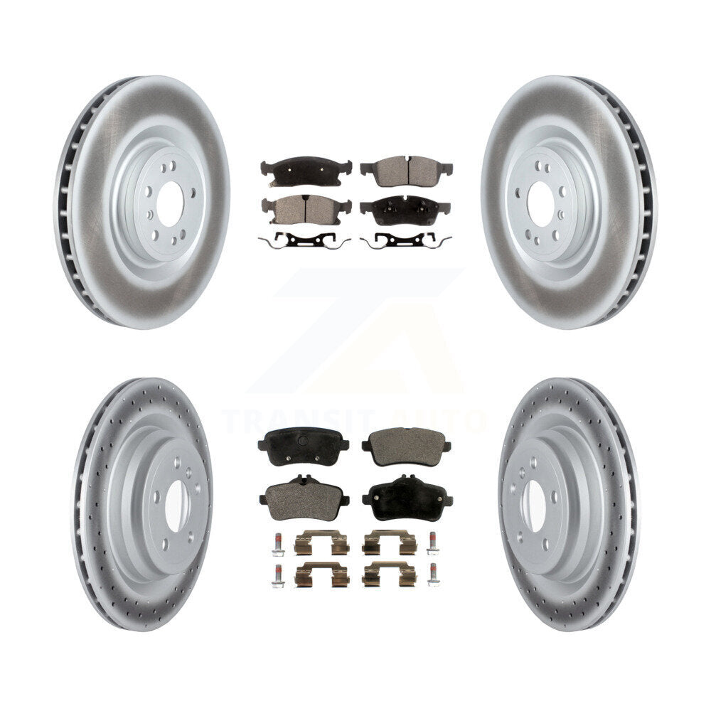 Front Rear Coated Disc Brake Rotors And Semi-Metallic Pads Kit For Mercedes-Benz GLE400 KGF-104093