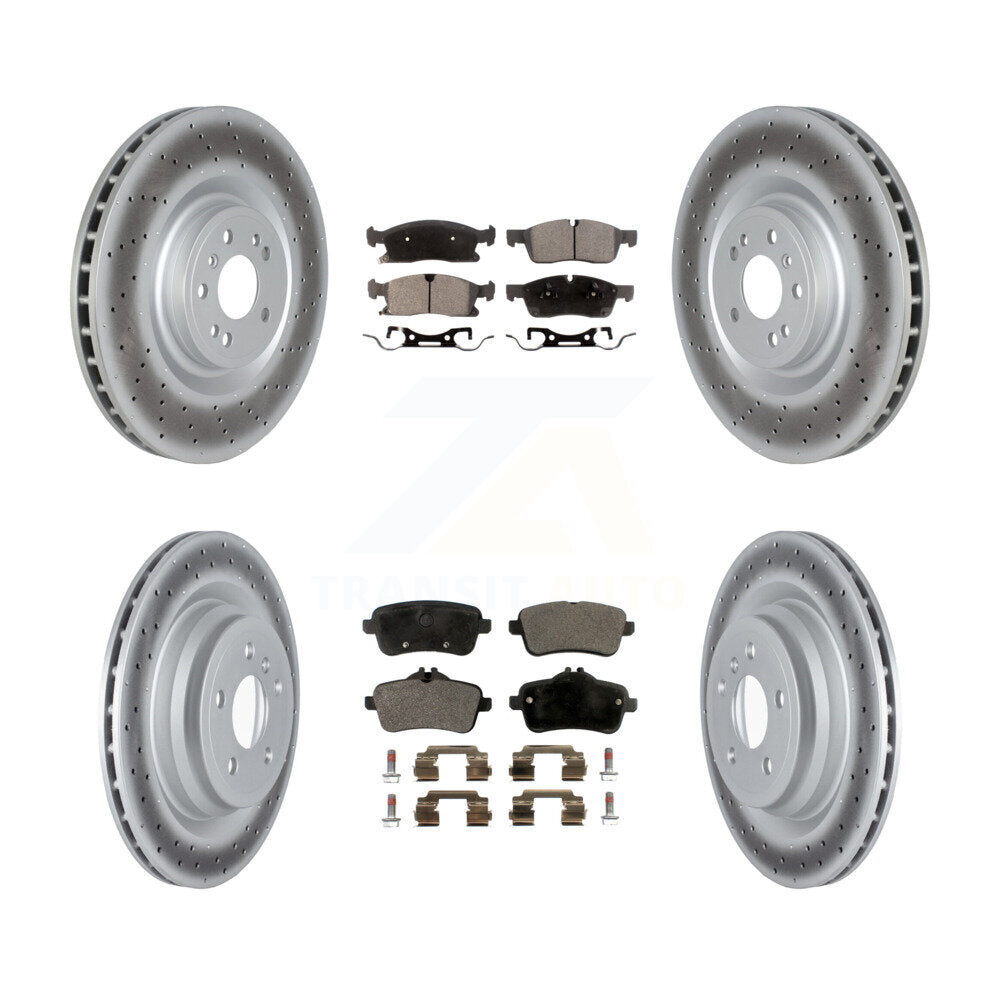Front Rear Coated Disc Brake Rotors And Semi-Metallic Pads Kit For Mercedes-Benz GLE400 KGF-104095